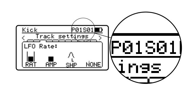 Current pattern and step onscreen